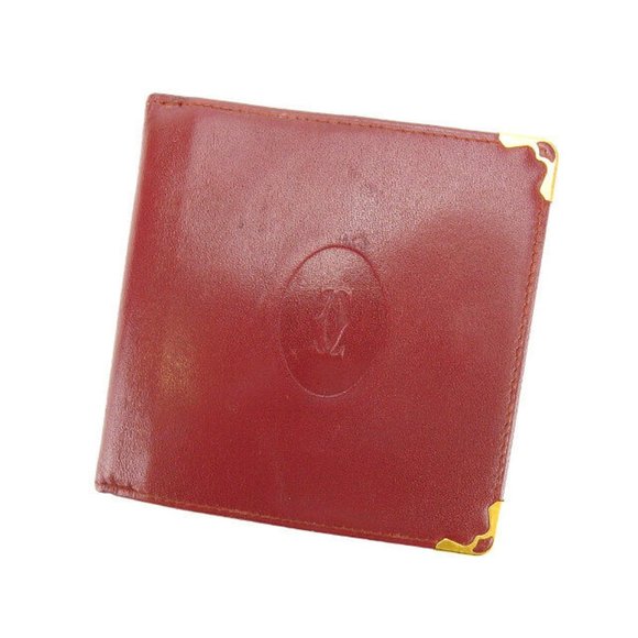Cartier Wallet Purse Bifold Mastline Red Gold Woman Authentic Used - Picture 1 of 4